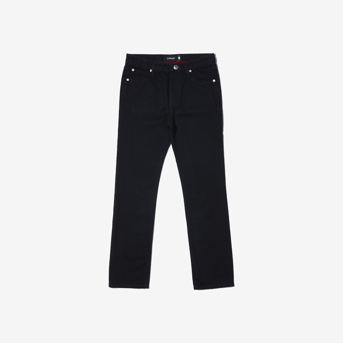 G-FRANCOのレディースジーンズ、SLIM TAPERED（スリムテーパード）Black（ブラック）の正面からの全体図