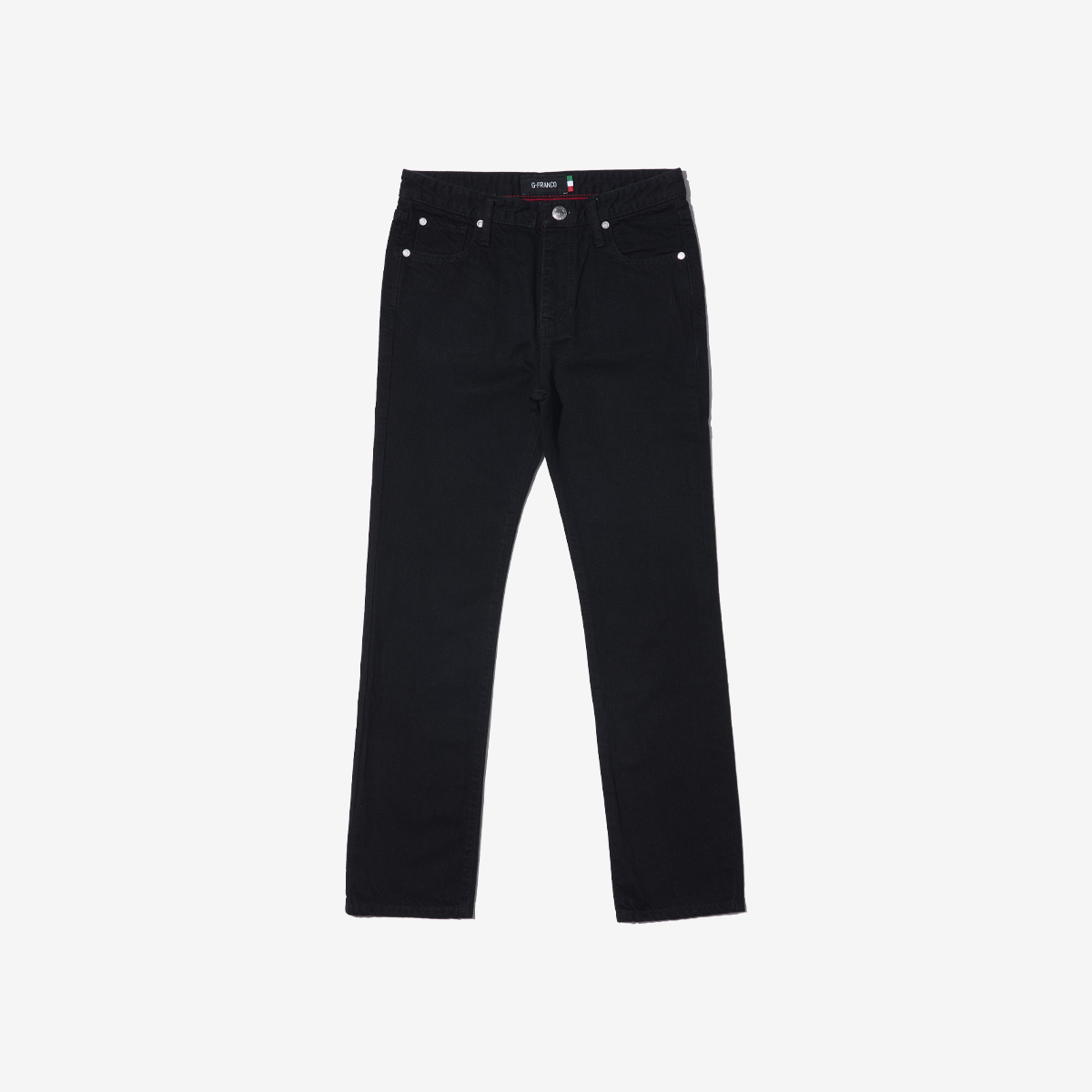 G-FRANCOのレディースジーンズ、SLIM TAPERED（スリムテーパード）Black（ブラック）の正面からの全体図