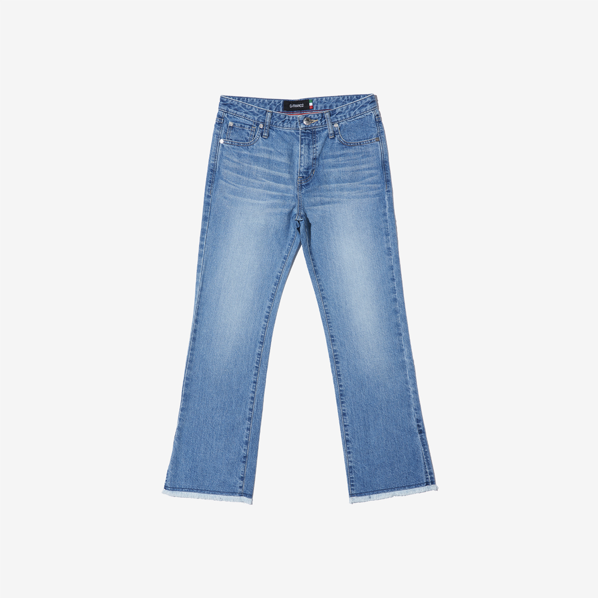 G-FRANCOのレディースジーンズ、STRAIGHT SLIT（ストレートスリット）Light Blue（ライトブルー）の正面からの全体図