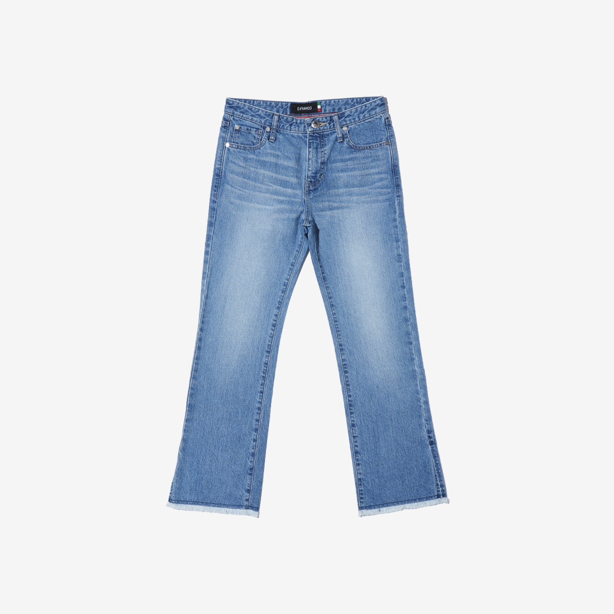 G-FRANCOのレディースジーンズ、STRAIGHT SLIT（ストレートスリット）Light Blue（ライトブルー）の正面からの全体図