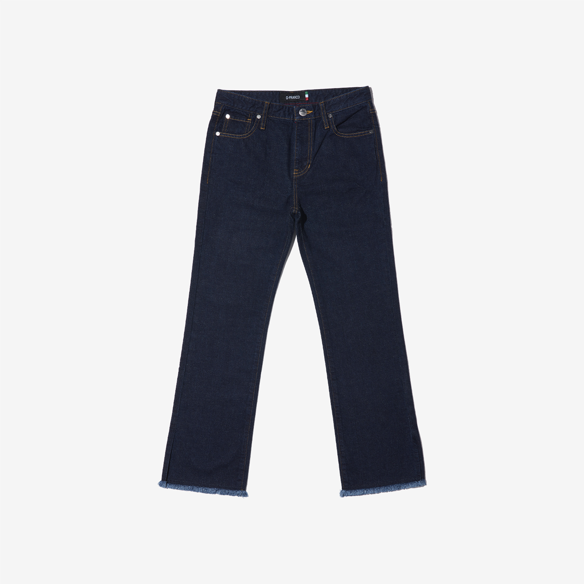 G-FRANCOのレディースジーンズ、STRAIGHT SLIT（ストレートスリット）Indigo（インディゴ）の正面からの全体図