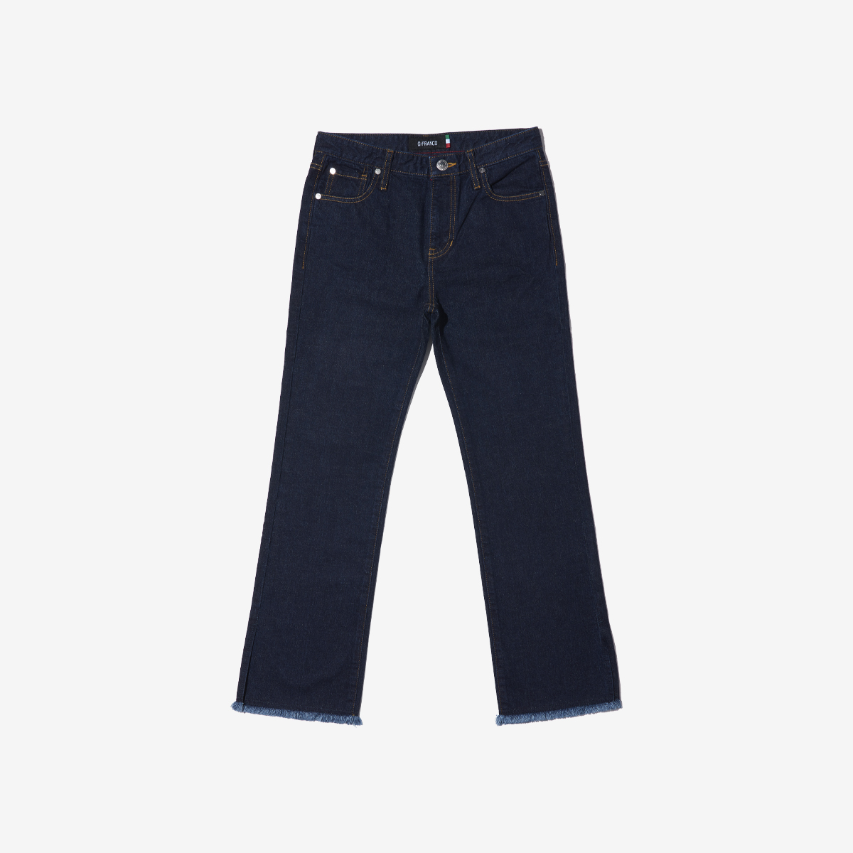 G-FRANCOのレディースジーンズ、STRAIGHT SLIT（ストレートスリット）Indigo（インディゴ）の正面からの全体図