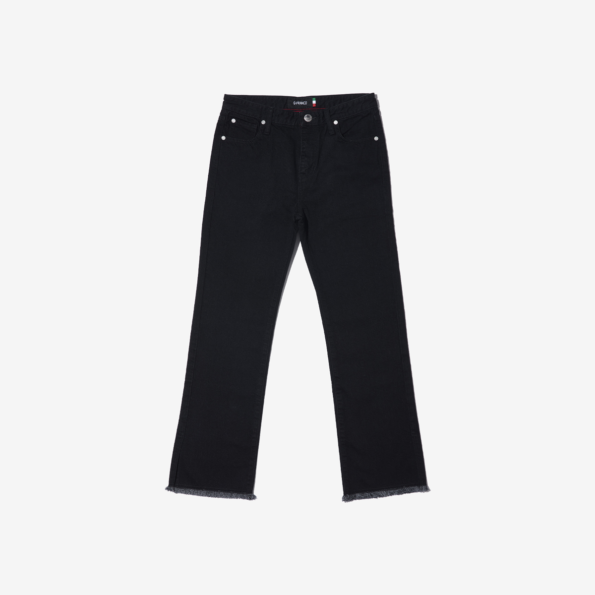 G-FRANCOのレディースジーンズ、STRAIGHT SLIT（ストレートスリット）Black（ブラック）の正面からの全体図