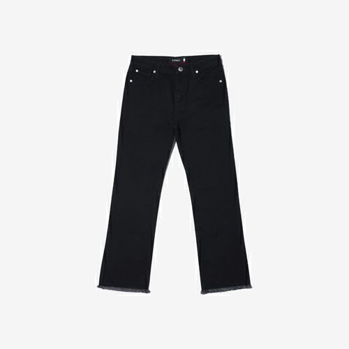 G-FRANCOのレディースジーンズ、STRAIGHT SLIT（ストレートスリット）Black（ブラック）の正面からの全体図