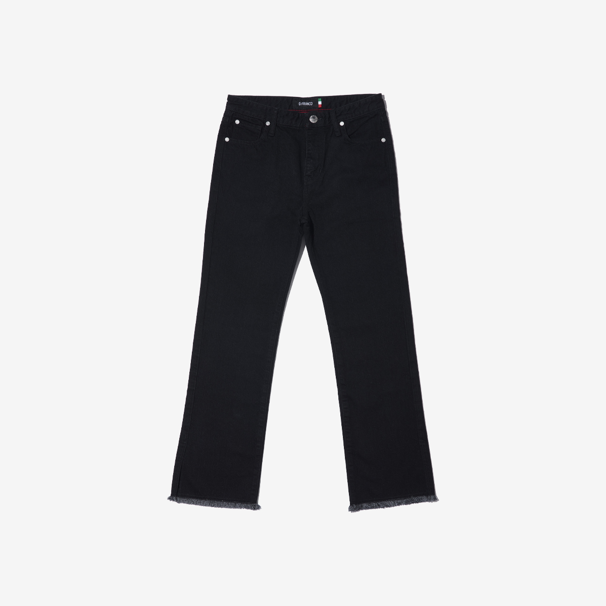 G-FRANCOのレディースジーンズ、STRAIGHT SLIT（ストレートスリット）Black（ブラック）の正面からの全体図