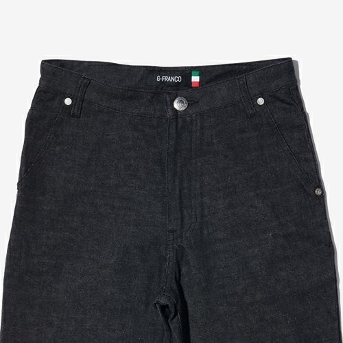 G-FRANCOのレディースジーンズ、HIGH WEST FLARE（ハイウェストフレア）Gray（グレイ）の正面からのアップ