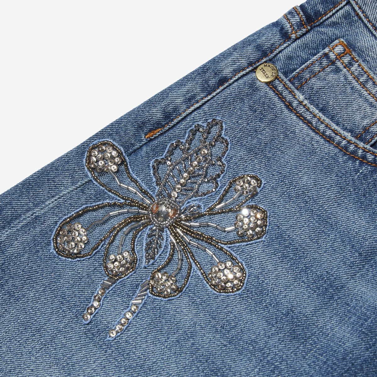 G-FRANCOのレディースジーンズ、GIUNONE EMB.（ジュノーネ）Light Blue（ライトブルー）の装飾