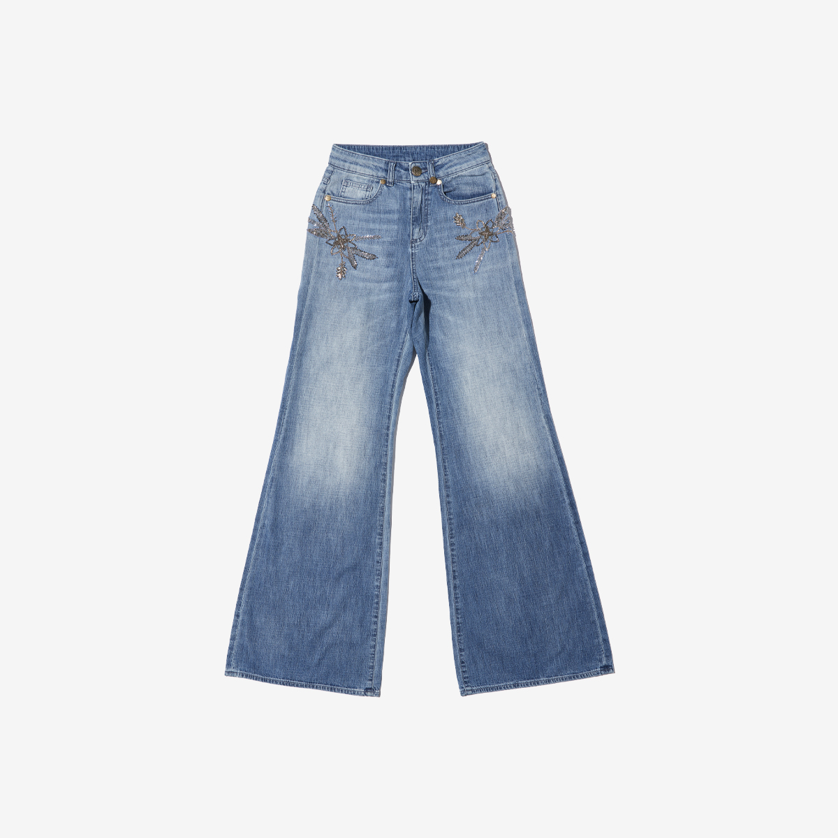 G-FRANCOのレディースジーンズ、VESTA EMB.（ヴェスタ）Light Blue（ライトブルー）の正面からの全体図