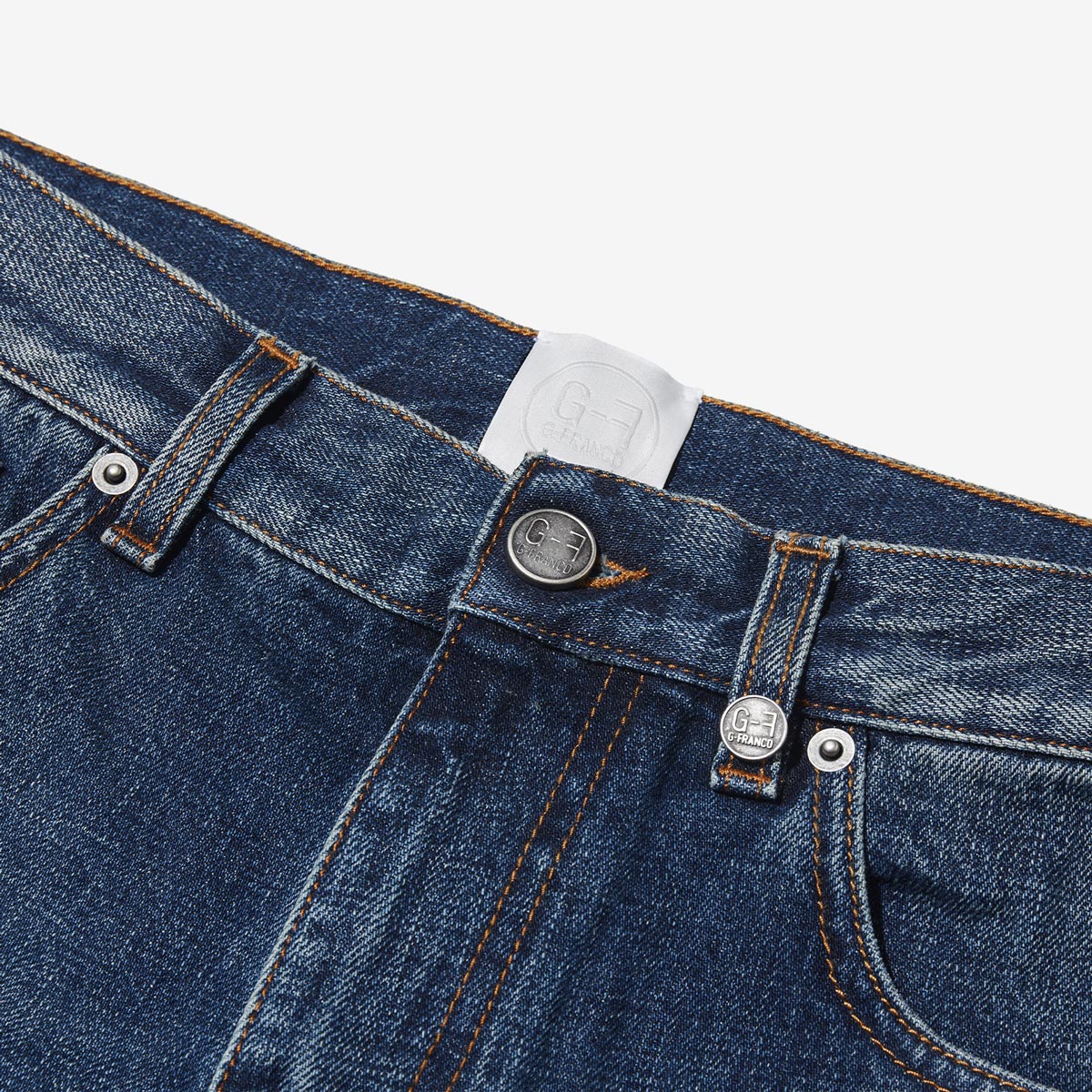 G-FRANCOのメンズジーンズ、GIOVE（ジョーべ）Capri Blue（カプリブルー）のベルト周り