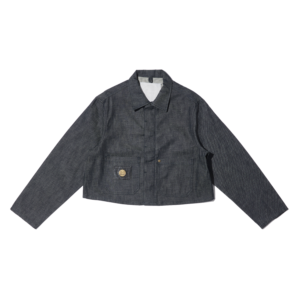 G-FRANCOのレディースデニムジャケット、CERERE（チェレーレ）Black（ブラック）の正面からの全体図