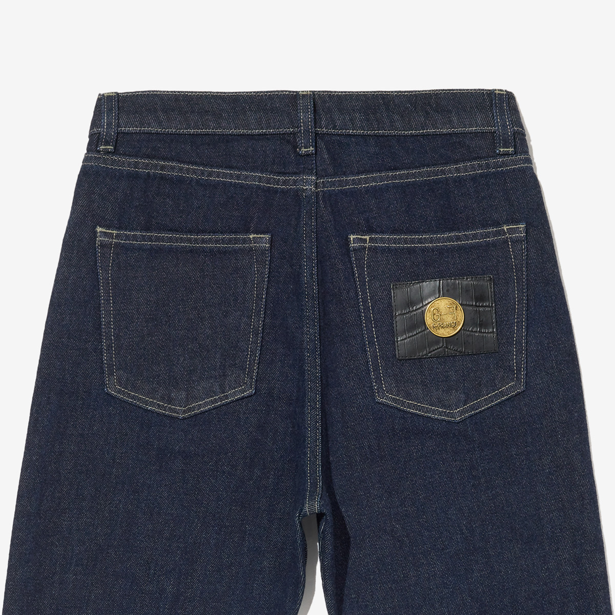 G-FRANCOのレディースジーンズ、VENERE（ヴェネレ）Naples Blue（ナポリブルー）の背面からのアップ