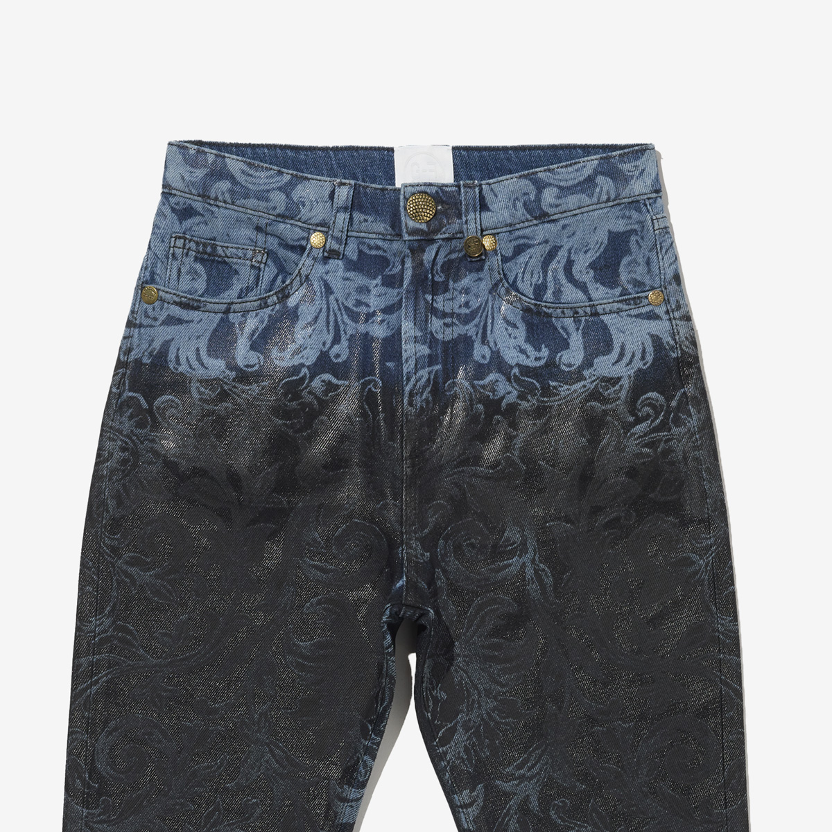 G-FRANCOのレディースジーンズ、MINERVA（ミネルヴァ）Verona Blue（ヴェローナブルー）の正面からのアップ