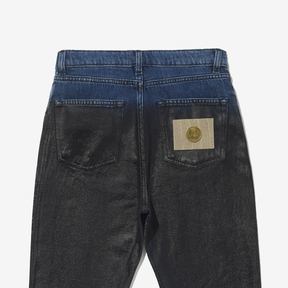 G-FRANCOのレディースジーンズ、MINERVA（ミネルヴァ）Verona Blue（ヴェローナブルー）の背面からのアップ