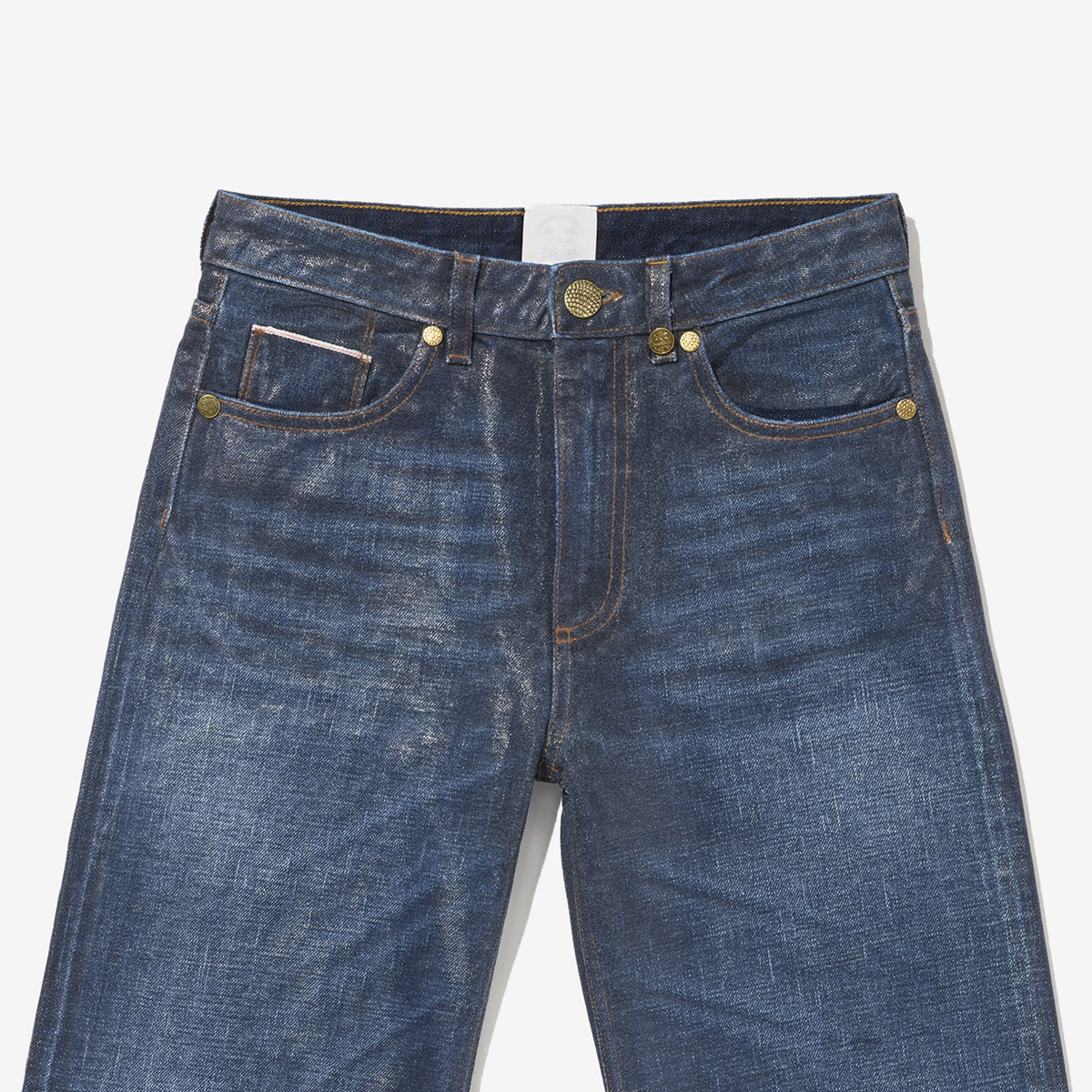 G-FRANCOのレディースジーンズ、ATHENA（アテナ）Milan Blue（ミラノブルー）の正面からのアップ