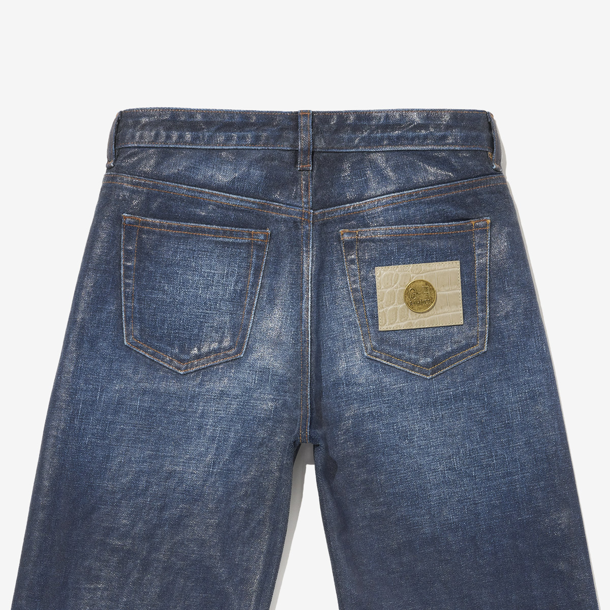 G-FRANCOのレディースジーンズ、ATHENA（アテナ）Milan Blue（ミラノブルー）の背面からのアップ