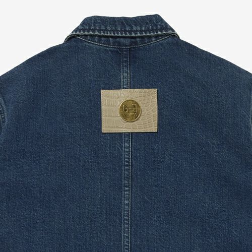 G-FRANCOのレディースデニムジャケット、FORTUNA（フォルトゥーナ）Palermo Blue（パレルモブルー）の革タグ