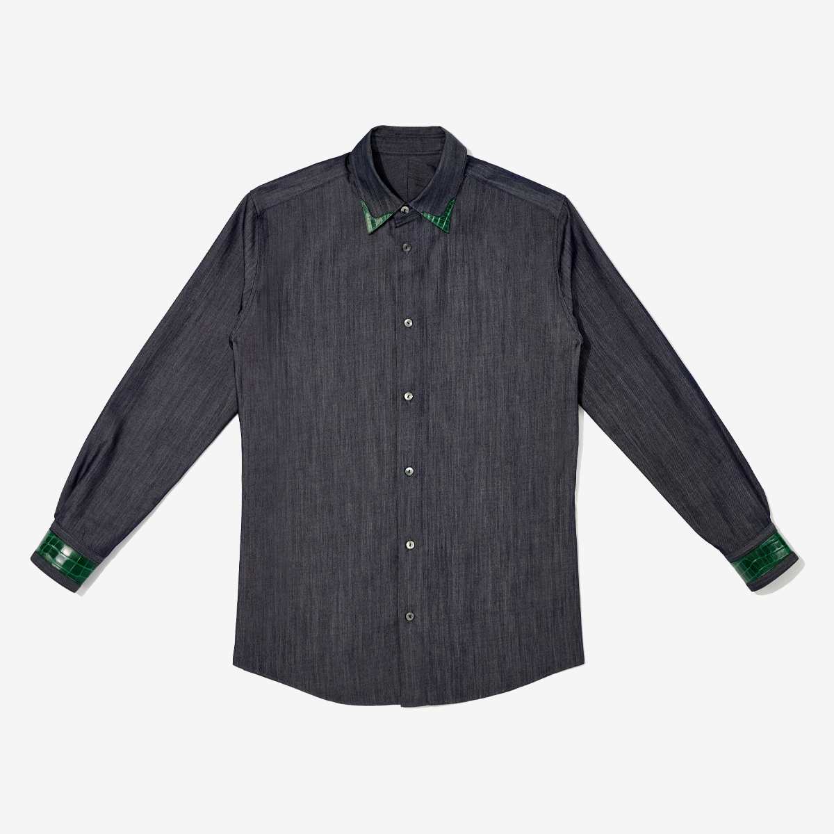 G-FRANCOのメンズデニムシャツ蚕糸（サンシ）キプロスの正面からの画像