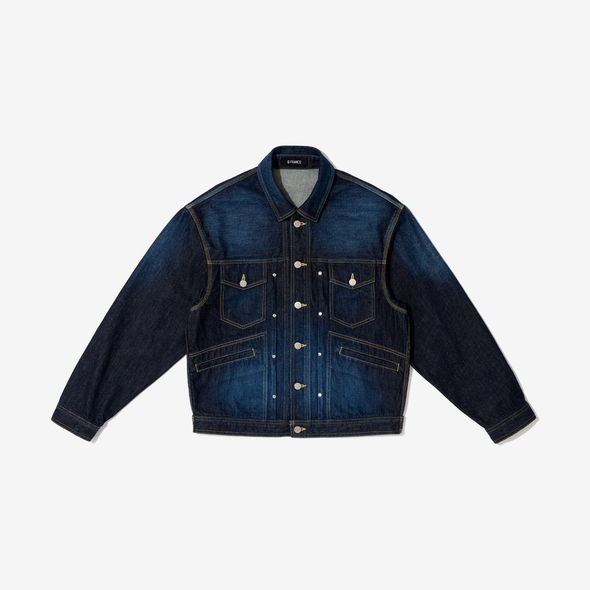 G-FRANCOのメンズデニムジャケットタックジャケットナミの正面からの画像