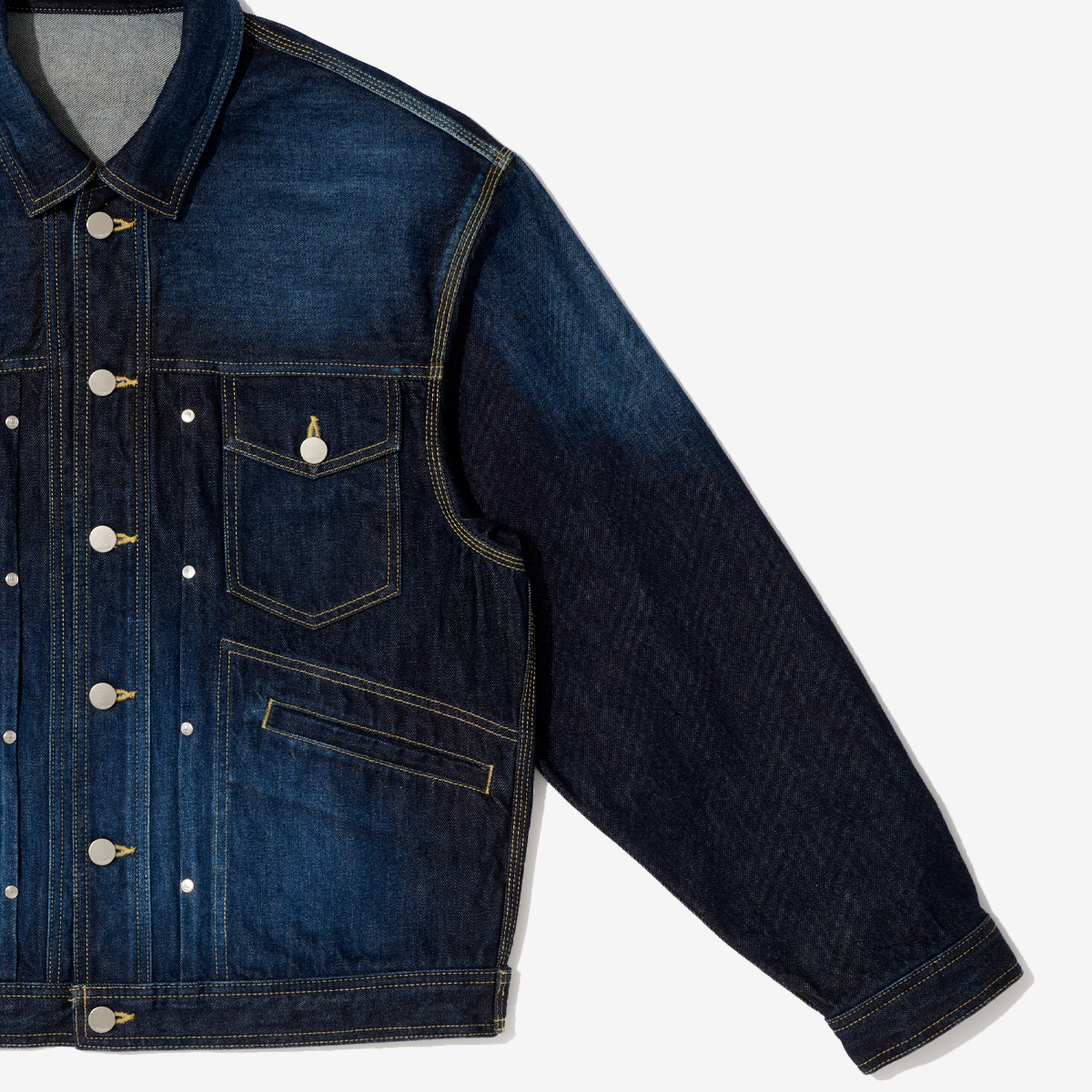 G-FRANCOのメンズデニムジャケットタックジャケットナミの正面からの拡大画像