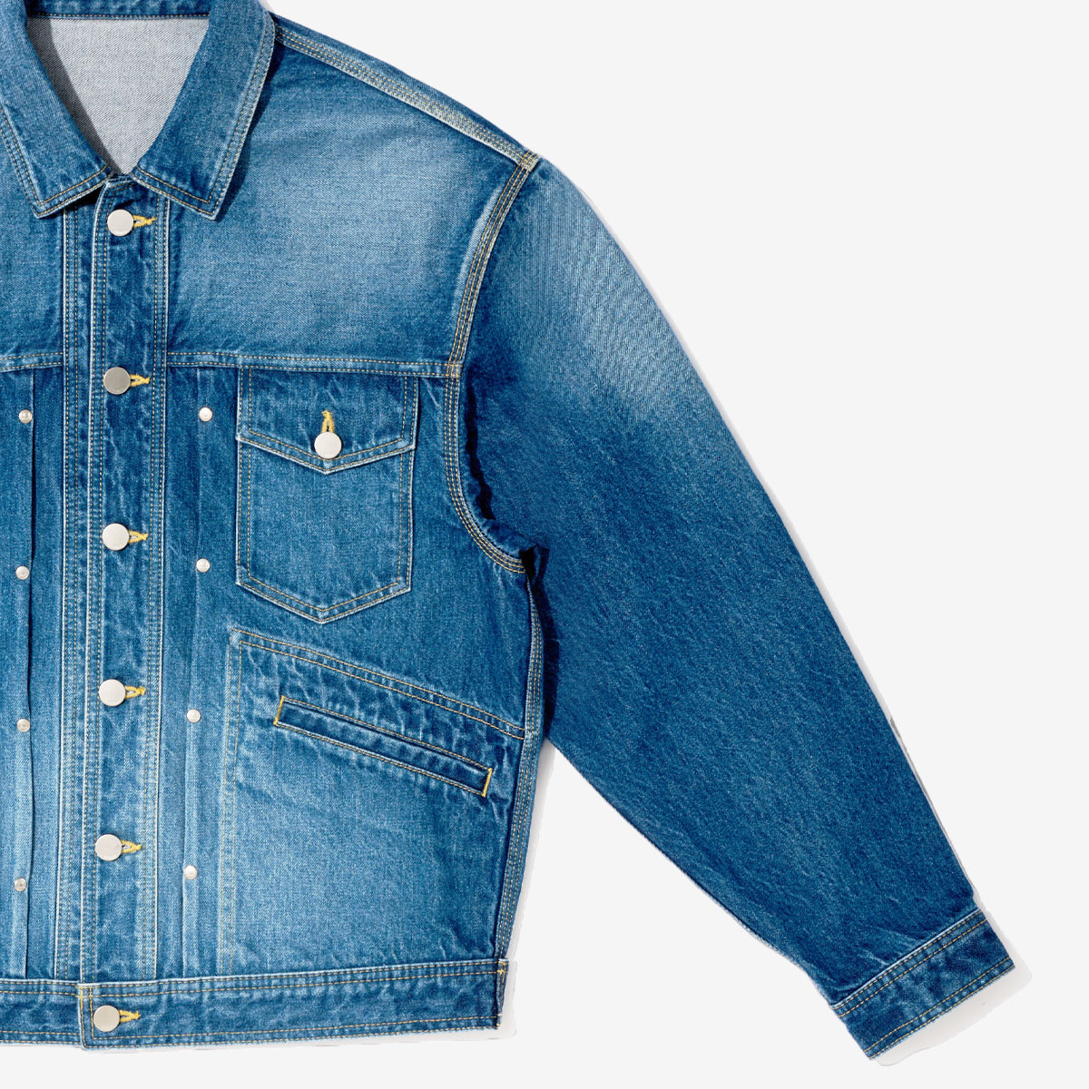 G-FRANCOのメンズデニムジャケットタックジャケットナミの正面からの拡大画像